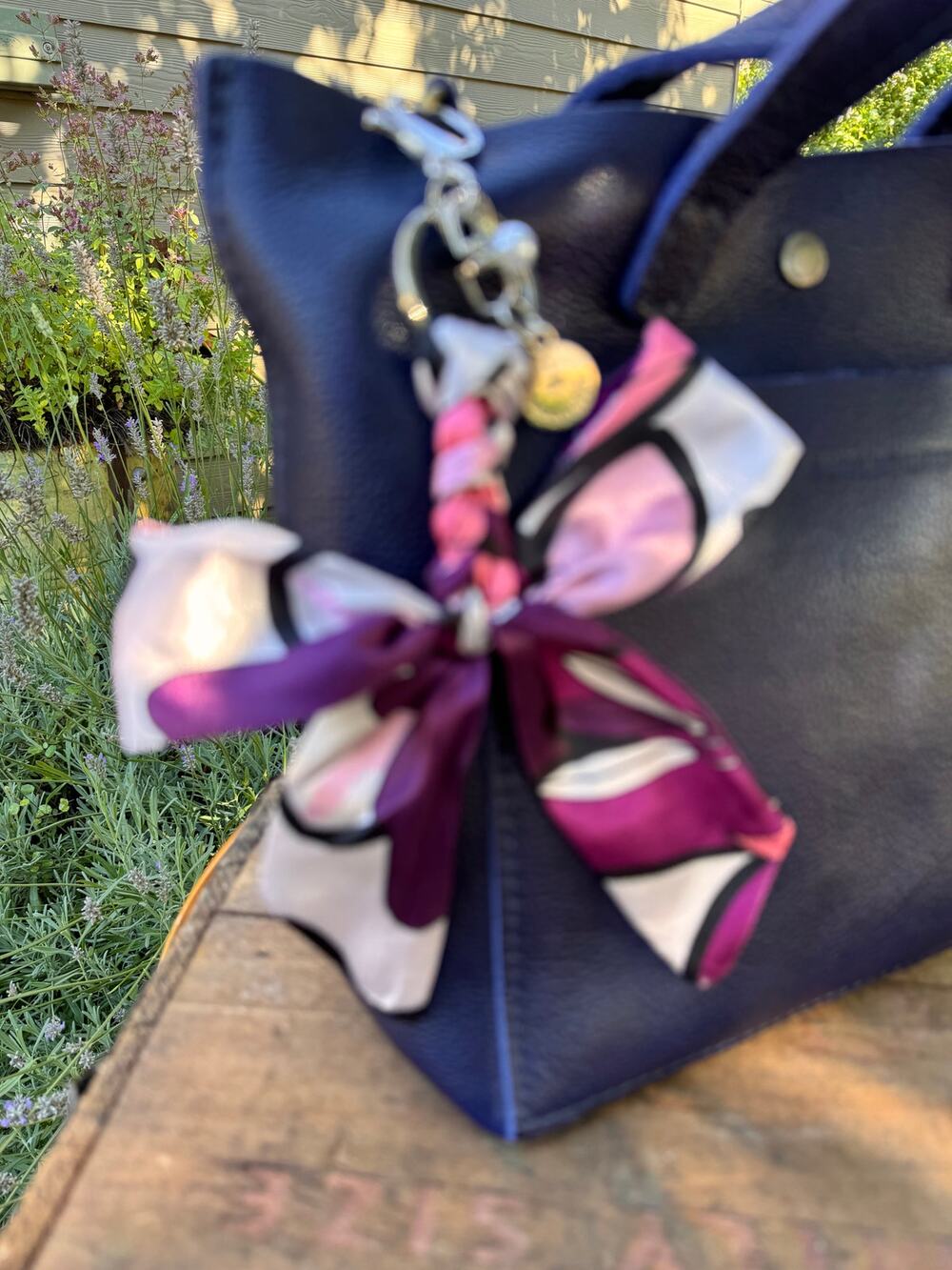 Satin Black Purple Pink Floral Print Bow Bag Charm Floral Purse Charm